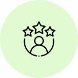 Person with three stars overhead icon.