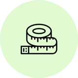 Tape measure icon on green background.