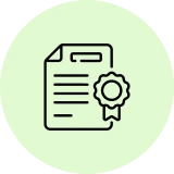 Certificate icon with a circular badge.