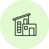 House icon on green circle background.
